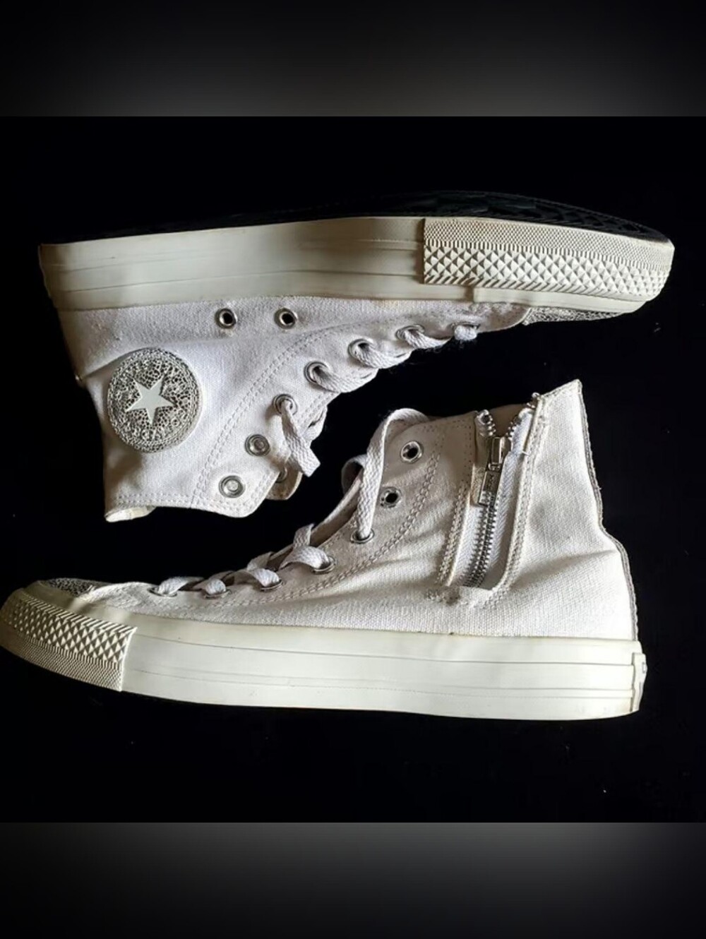 Converse Chuck Taylor Side Zip Hi Top White Silver Toe W 8